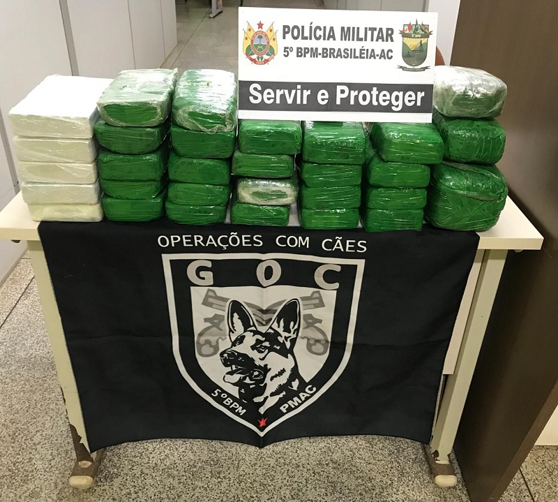 Polícia Militar apreende aproximadamente 30 quilos de entorpecentes na BR 317