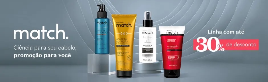 Boticário anuncia ação promocional com até 30% de desconto em itens da marca Match