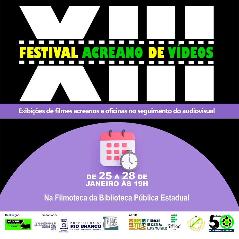 Asacine promove  XIII festival acreano de vídeos na filmoteca da biblioteca pública nesta quarta-feira