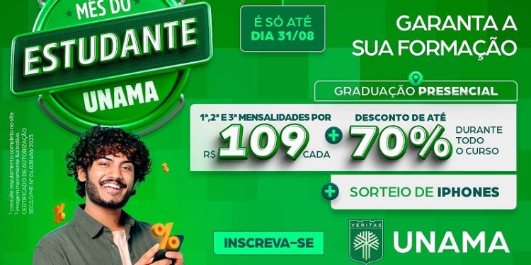 UNAMA oferece descontos de até 70% em cursos de graduação em Rio Branco; confira
