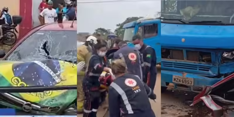 Na estrada de Porto Acre, colisão entre caçamba e montana deixa vítimas em estado grave