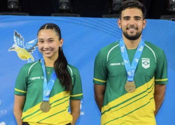 Giulia Takahashi e Guilheme Teodoro são ouro no Pan de tênis de Mesa