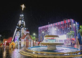 Curto-circuito causa incêndio em árvore de Natal em frente ao Palácio Rio Branco