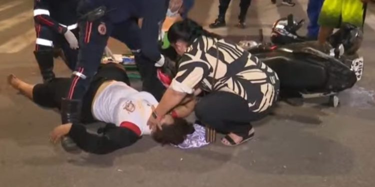 Acidente entre motocicleta e ônibus deixa mulher ferida no centro de Rio Branco
