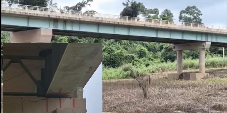 Ponte sobre Rio Caeté pode ser interditada por risco de desabamento devido às chuvas no Acre