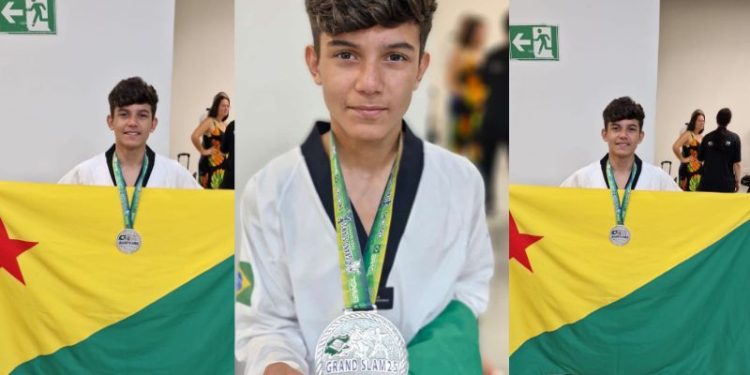 Acreano Bryan Azevedo conquista prata no Grand Slam e garante vaga no Pan-Americano de Taekwondo