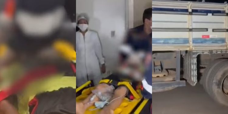 Criança de 7 anos fica em estado grave ao colidir bicicleta em caminhão na Baixada da Sobral