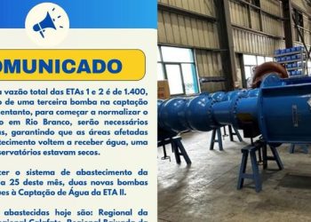 Abastecimento de água em Rio Branco deve ser normalizado em dois dias, diz Saerb