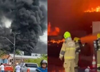 Mais de 100 mil litros de água foram utilizados para combater as chamas do incêndio em Cruzeiro do Sul