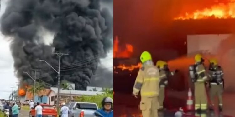 Mais de 100 mil litros de água foram utilizados para combater as chamas do incêndio em Cruzeiro do Sul