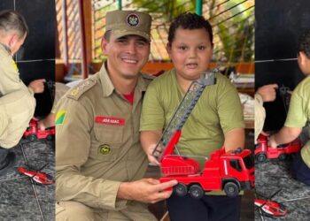 Sonho realizado: comandante dos bombeiros de Cruzeiro do Sul faz surpresa para pequeno fã em Rio Branco