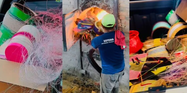 Operação Cerol Mata incinera mais de 60 linhas cortantes apreendidas em Rio Branco