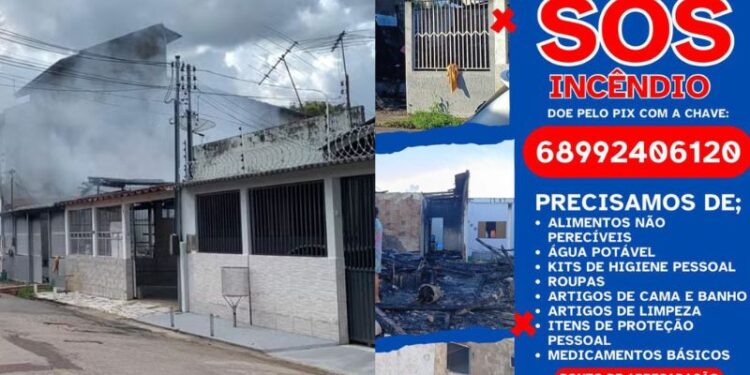 Família perde tudo após incêndio e mobiliza campanha solidária em Rio Branco